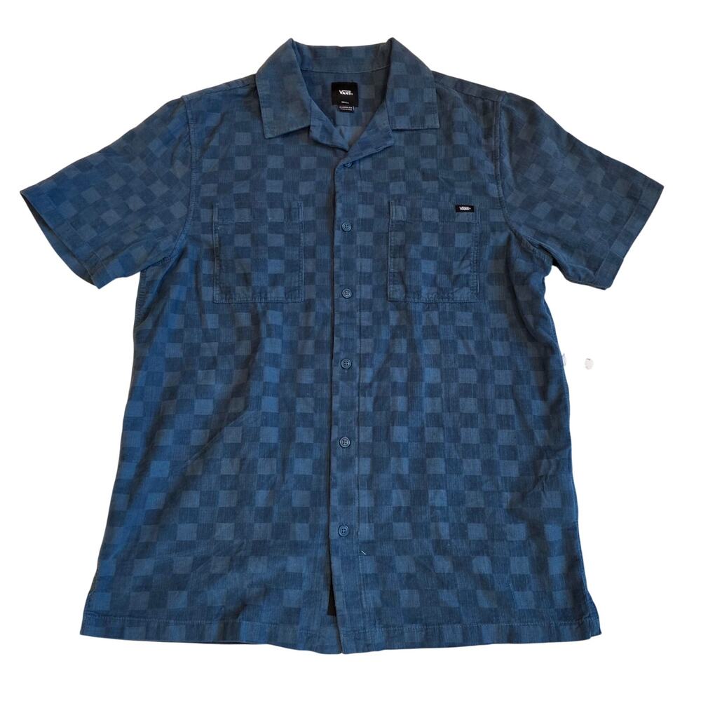 NWT Vans Pavelski Corduroy Checkerboard Short Sleeve Button Up Shirt Small
